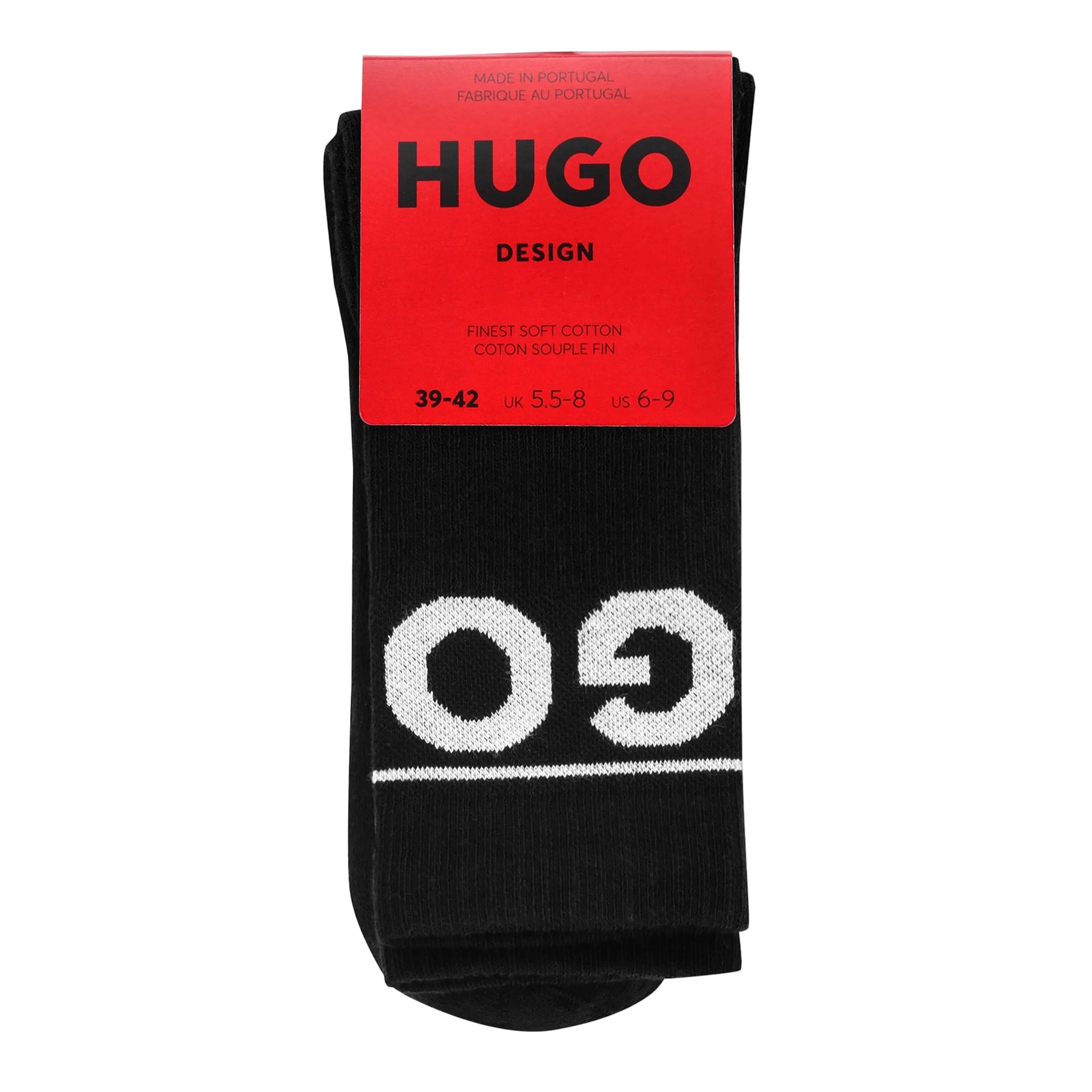 MEDIAS BOSS NEGRO CON BLANCO 2 PACK