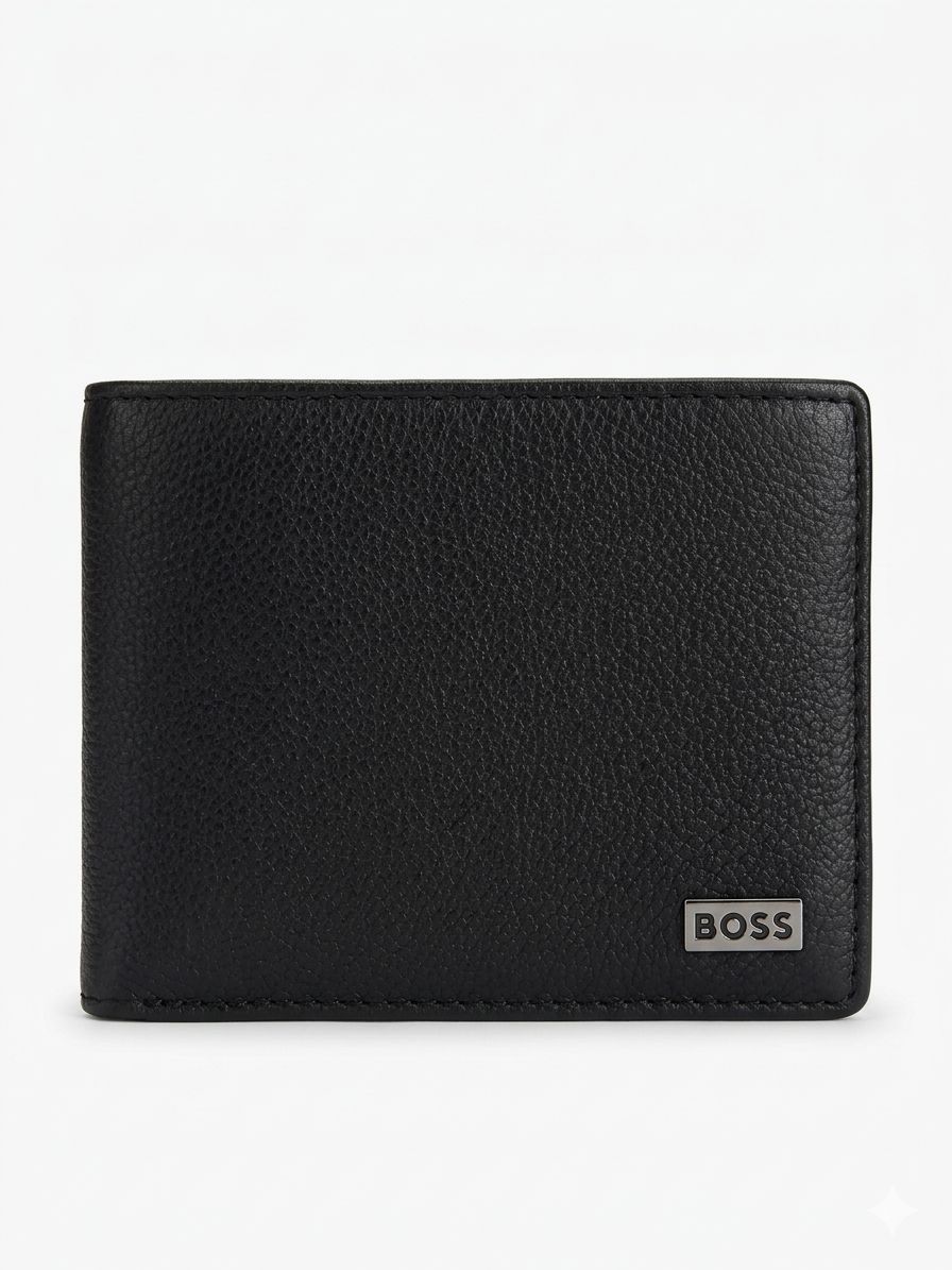 BILLETERA BOSS NEGRA Y PLATEADA