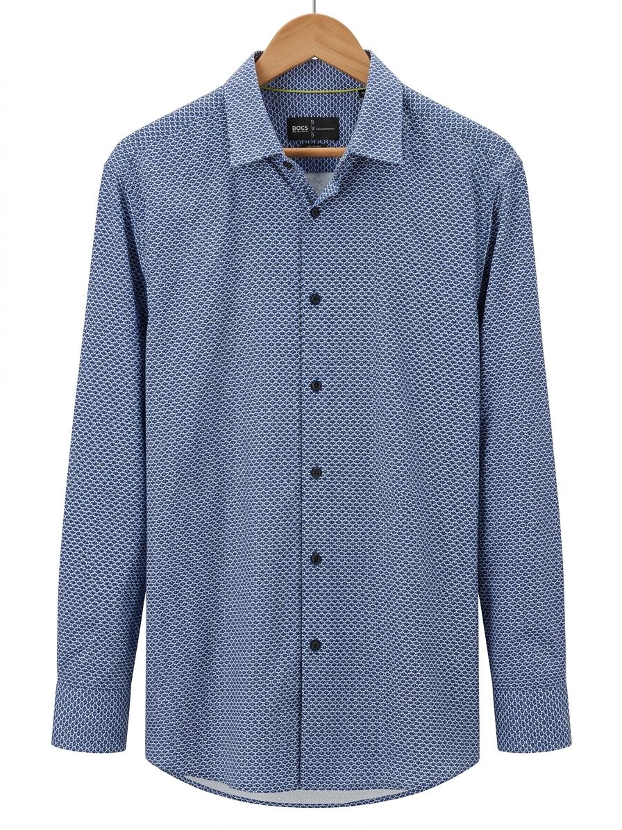 CAMISA BOSS AZUL ESTAMPADA REGULAR FIT
