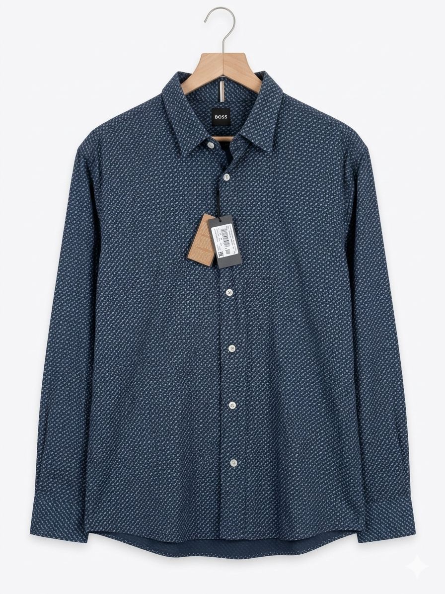 CAMISA BOSS AZUL ESTAMPADA SLIM FIT