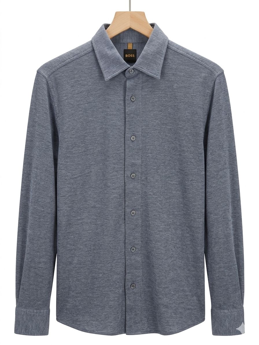 CAMISA BOSS GRIS MANGA LARGA RELAXED FIT