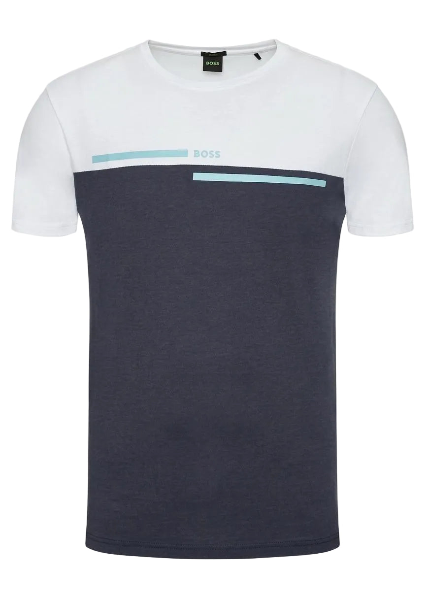 FRANELA BOSS BLANCA Y AZUL STRETCH
