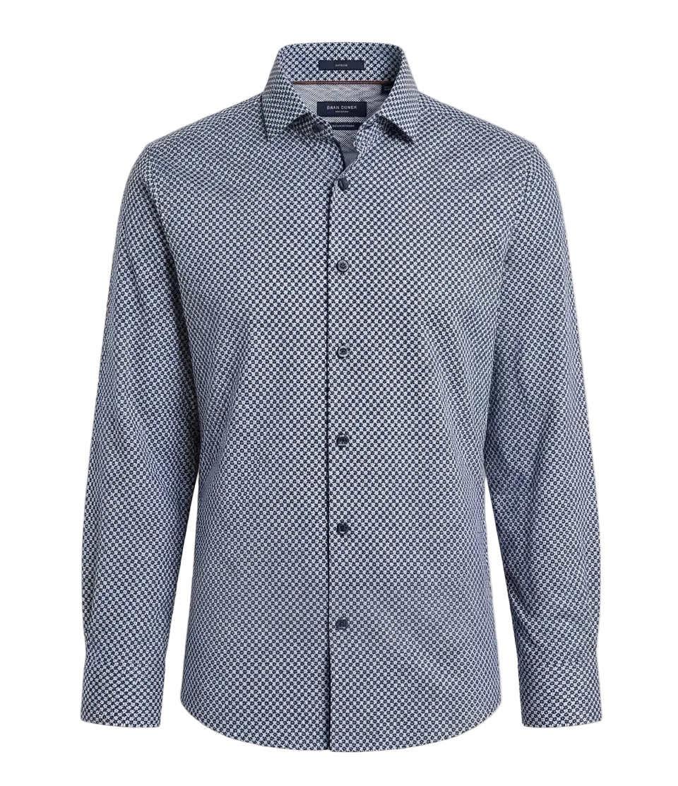 CAMISA BOSS AZUL CON BLANCO SLIM FIT