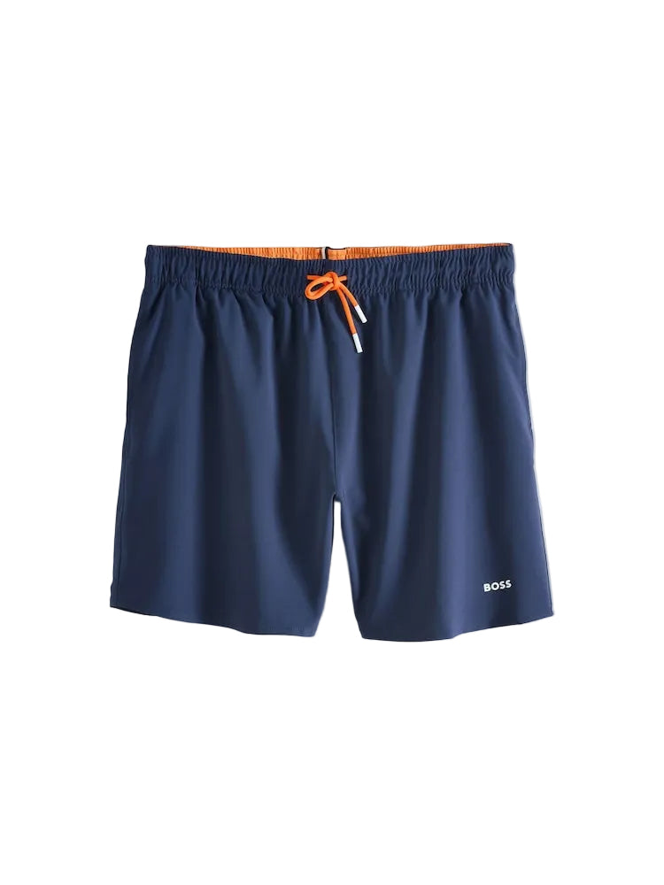 SHORT BOSS AZUL CON NARANJA