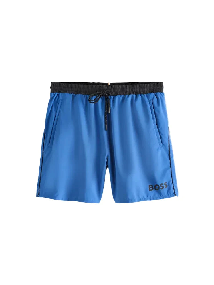 SHORT BOSS AZUL CON NEGRO