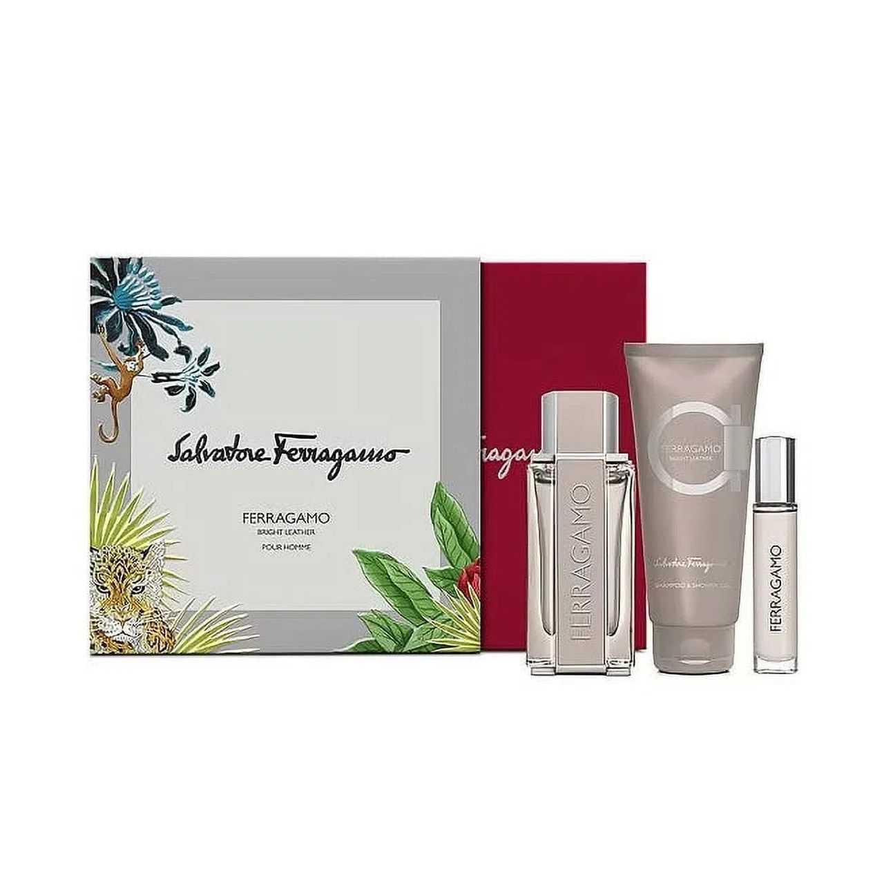 SET SALVATORE BRITH  LEATHER EDT 3.4 3PC